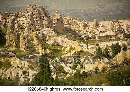 Stock Photograph - Area around Rock Castle; Uchisar, Cappadocia, Turkey. Fotosearch