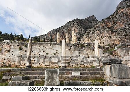 Athenian stoa; Delphi, Greece View Large Photo Image Stock Photograph - Athenian stoa; Delphi, Greece. Fotosearch