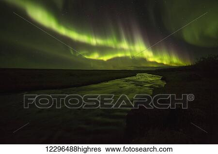 Stock Photograph - Aurora Borealis or Northern Lights; Iceland. Fotosearch