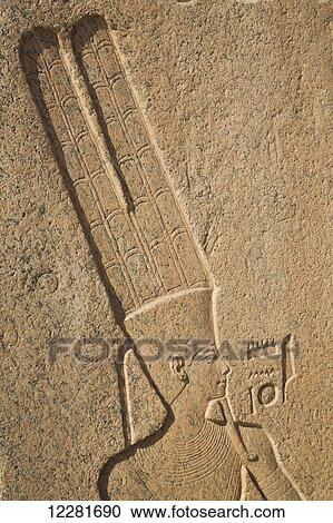 Stock Image - Bas-relief of the God Amun, Karnak Temple Complex; Luxor, Egypt. Fotosearch