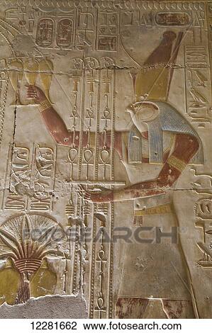 Bas-relief of the god Horus, Temple of Seti I; Abydos, Egypt View Large Photo Image Stock Image - Bas-relief of the god Horus, Temple of Seti I; Abydos, Egypt. Fotosearch