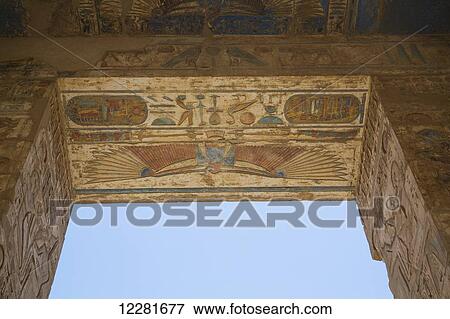 Stock Photo - Bas-relief of Vulture on Lintel, Medinet Habu (Mortuary Temple of Ramses III), West Bank; Luxor, Egypt. Fotosearch