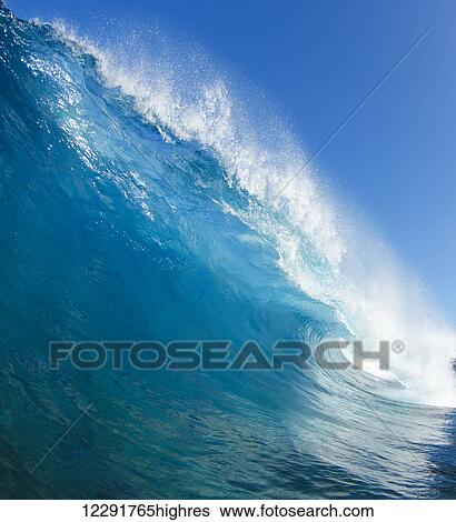 Blue Ocean Wave View Large Photo Image Stock Photograph - Blue Ocean Wave. Fotosearch