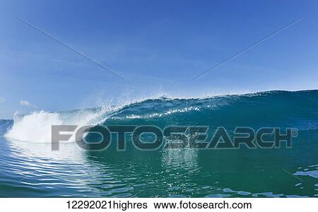Blue Ocean Wave View Large Photo Image Stock Photograph - Blue Ocean Wave. Fotosearch