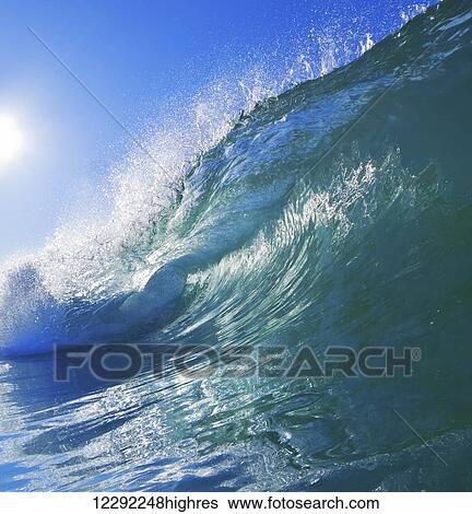 Stock Photograph - Blue Ocean Wave. Fotosearch