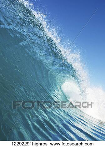 Blue Ocean Wave View Large Photo Image Stock Photograph - Blue Ocean Wave. Fotosearch
