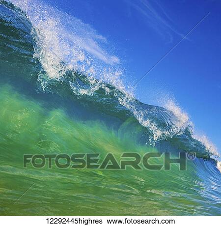 Blue Ocean Wave View Large Photo Image Stock Photograph - Blue Ocean Wave. Fotosearch
