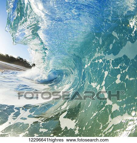 Blue Ocean Wave View Large Photo Image Stock Photograph - Blue Ocean Wave. Fotosearch