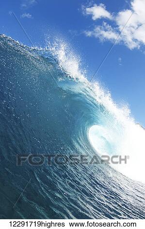 Blue Ocean Wave, View from in the Water View Large Photo Image Stock Photograph - Blue Ocean Wave, View from in the Water. Fotosearch
