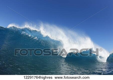 Blue Ocean Wave, View from in the Water View Large Photo Image Stock Photograph - Blue Ocean Wave, View from in the Water. Fotosearch