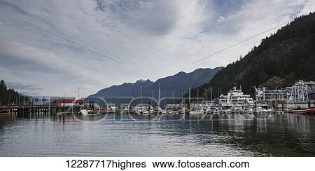 Stock Photograph - Boats in the harbour, Horseshoe Bay; Vancouver, British Columbia, Canada. Fotosearch