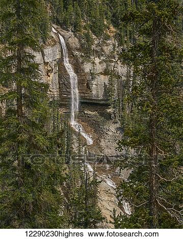Stock Photograph - Bridal Veil Falls, Jasper National Park; Alberta, Canada. Fotosearch