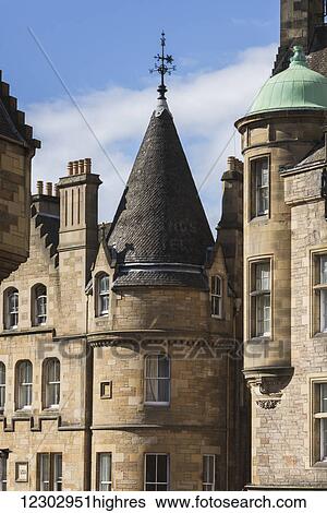 Building with conical roof with weather vane; Edinburgh, Scotland View Large Photo Image Stock Photograph - Building with conical roof with weather vane; Edinburgh, Scotland. Fotosearch