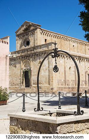 Stock Photograph - Cathedral of Santa Maria di Monserrato; Tratalias, Carbonia Iglesias, Sardinia, Italy. Fotosearch