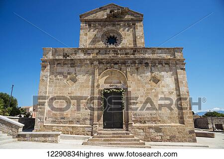 Stock Photograph - Cathedral of Santa Maria di Monserrato; Tratalias, Carbonia Iglesias, Sardinia, Italy. Fotosearch
