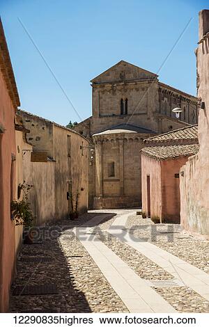 Stock Photograph - Cathedral of Santa Maria di Monserrato; Tratalias, Carbonia Iglesias, Sardinia, Italy. Fotosearch