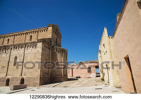 Stock Photograph - Cathedral of Santa Maria di Monserrato; Tratalias, Carbonia Iglesias, Sardinia, Italy. Fotosearch