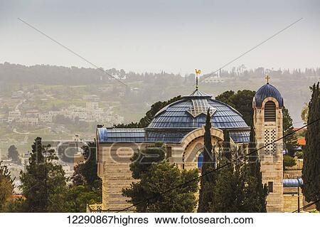 Church building with dome and gold cross; Jerusalem, Israel View Large Photo Image Stock Photograph - Church building with dome and gold cross; Jerusalem, Israel. Fotosearch