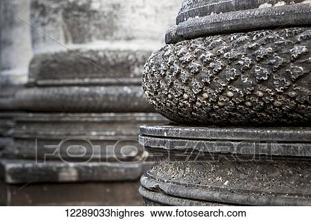 Stock Photograph - Close up of the detail on the decorative column at the Temple of Artemis; Sardis, Turkey. Fotosearch