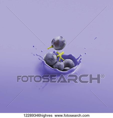 Cluster of blueberries splashing into a blue liquid; Toronto, Ontario, Canada View Large Photo Image Stock Photograph - Cluster of blueberries splashing into a blue liquid; Toronto, Ontario, Canada. Fotosearch