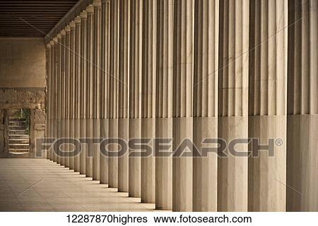 Colonnade and steps inside Stoa of Attalos; Athens, Attica, Greece View Large Photo Image Stock Photograph - Colonnade and steps inside Stoa of Attalos; Athens, Attica, Greece. Fotosearch