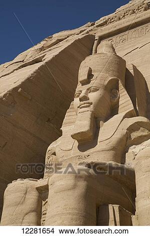Picture - Colossi of Ramses II, Sun Temple, Abu Simbel; Egypt. Fotosearch