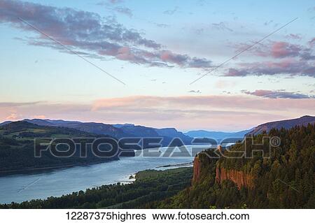 Stock Photograph - Columbia River at sunset; Oregon, United States of America. Fotosearch