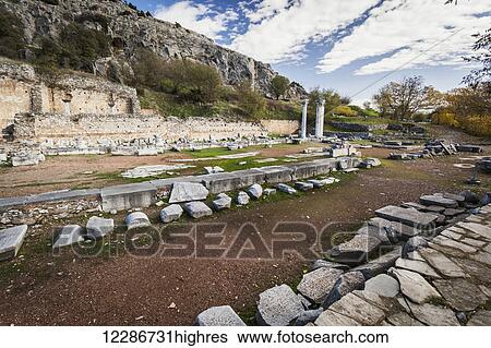 Stock Photograph - Column at a ruins site; Philippi, Greece. Fotosearch