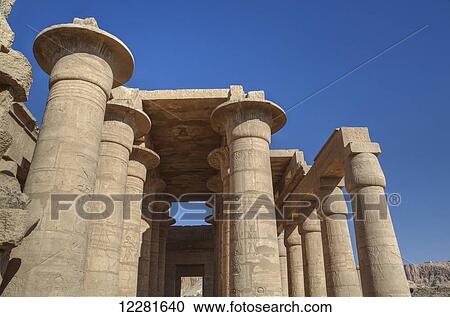 Column reliefs, Hypostyle Hall, The Ramesseum (or Mortuary Temple of Ramese II); Luxor, West Bank, Nile Valley, Egypt View Large Photo Image Stock Image - Column reliefs, Hypostyle Hall, The Ramesseum (or Mortuary Temple of Ramese II); Luxor, West Bank, Nile Valley, Egypt. Fotosearch