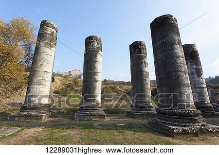 Stock Photograph - Columns at the Temple of Artemis; Sardis, Turkey. Fotosearch