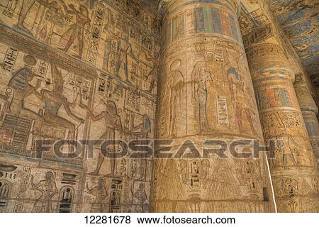 Columns in Second Court, Medinet Habu (Mortuary Temple of Ramses III), West Bank; Luxor, Egypt View Large Photo Image Stock Photo - Columns in Second Court, Medinet Habu (Mortuary Temple of Ramses III), West Bank; Luxor, Egypt. Fotosearch