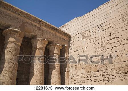 Columns of the Second Court, Medinet Habu (Mortuary Temple of Ramses III), West Bank; Luxor, Egypt View Large Photo Image Stock Image - Columns of the Second Court, Medinet Habu (Mortuary Temple of Ramses III), West Bank; Luxor, Egypt. Fotosearch