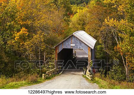 Stock Photograph - Covered bridge, Eustis circa 1908; Waterville, Quebec, Canada. Fotosearch