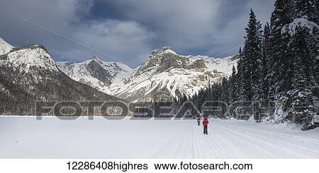 Stock Photograph - Cross country skiing in Yoho National Park; Field, British Columbia, Canada. Fotosearch