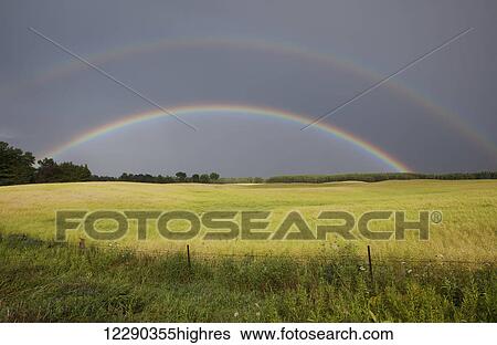 Double rainbow over farm field; Caledon, Ontario, Canada View Large Photo Image Stock Photograph - Double rainbow over farm field; Caledon, Ontario, Canada. Fotosearch