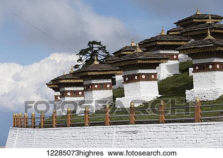 Druk Wangyal Khang Zhang Chortens; Bhutan View Large Photo Image Stock Photograph - Druk Wangyal Khang Zhang Chortens; Bhutan. Fotosearch