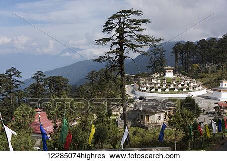 Druk Wangyal Khang Zhang Chortens; Bhutan View Large Photo Image Stock Photograph - Druk Wangyal Khang Zhang Chortens; Bhutan. Fotosearch