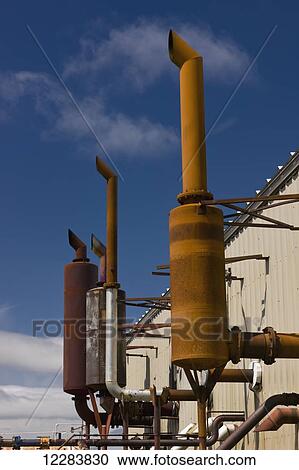 Exhaust vents on the outside of a large electrical power plant, Sand Point, Southwestern Alaska, USA, Summer View Large Photo Image Stock Image - Exhaust vents on the outside of a large electrical power plant, Sand Point, Southwestern Alaska, USA, Summer. Fotosearch