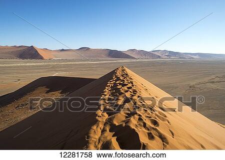 Stock Photo - Footprints on Dune 45; Sossusvlei, Namibia. Fotosearch