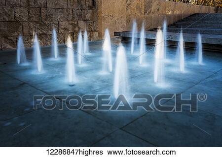 Stock Photograph - Fountain illuminated; Rome, Italy. Fotosearch