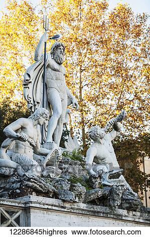 Stock Photograph - Fountain of Neptune, People's Square; Rome, Italy. Fotosearch