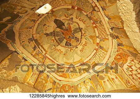 Stock Photograph - Fresco on ceiling of Agacalti Kilise (Church Under the Tree) in the Ihlara Valley; Cappadocia, Turkey. Fotosearch