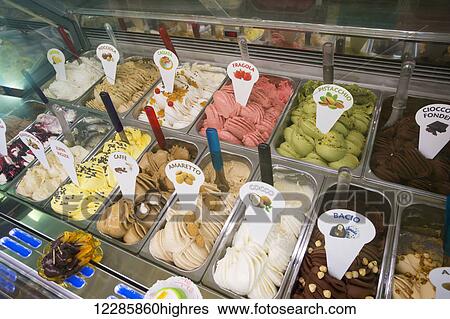 Gelato for sale in a display case; Trapani, Sicily, Italy View Large Photo Image Stock Photograph - Gelato for sale in a display case; Trapani, Sicily, Italy. Fotosearch