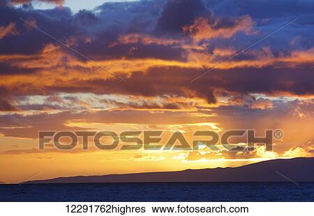 Golden Sunset Clouds View Large Photo Image Stock Photograph - Golden Sunset Clouds. Fotosearch