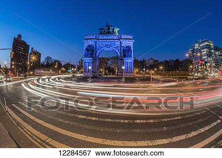 Grand Army Plaza at twilight; Brooklyn, New York, United States of America View Large Photo Image Stock Photo - Grand Army Plaza at twilight; Brooklyn, New York, United States of America. Fotosearch