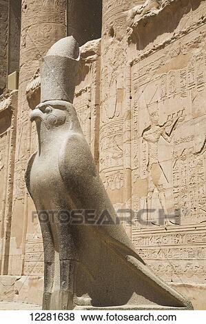 Stock Photo - Granite Falcons, Pylon, Temple of Horus; Edfu, Egypt. Fotosearch