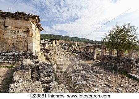 Stock Photograph - Grave monuments, Necrolopis; Pamukkale, Turkey. Fotosearch