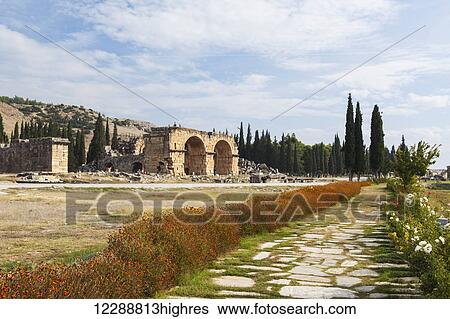 Stock Photograph - Grave monuments, Necrolopis; Pamukkale, Turkey. Fotosearch