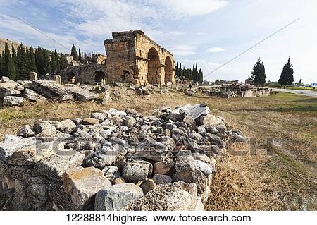 Stock Photograph - Grave monuments, Necrolopis; Pamukkale, Turkey. Fotosearch