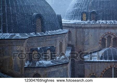 Hagia Sophia (Ayasofya) under snow. The mosque, now a museum is considered the epitome of Byzantine architecture; Istanbul, Turkey View Large Photo Image Stock Photograph - Hagia Sophia (Ayasofya) under snow. The mosque, now a museum is considered the epitome of Byzantine architecture; Istanbul, Turkey. Fotosearch